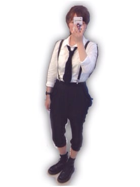 「アイテム（サスペンダー）」を使った、あまいもんさん（レディース・162cm）の春コーディネート