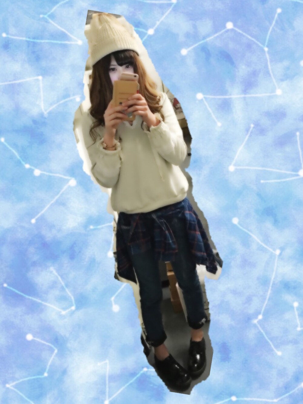「春服、まだまだ寒い、今日も頑張ろう」｜「axes femmeのアイテム（ニットキャップ/ビーニー、ベージュ系）」を使った、さ⃝ゆ⃝さ⃝ゆ⃝✩*॰¨̮さん（レディース・167cm）の春コーディネートの1枚目の写真