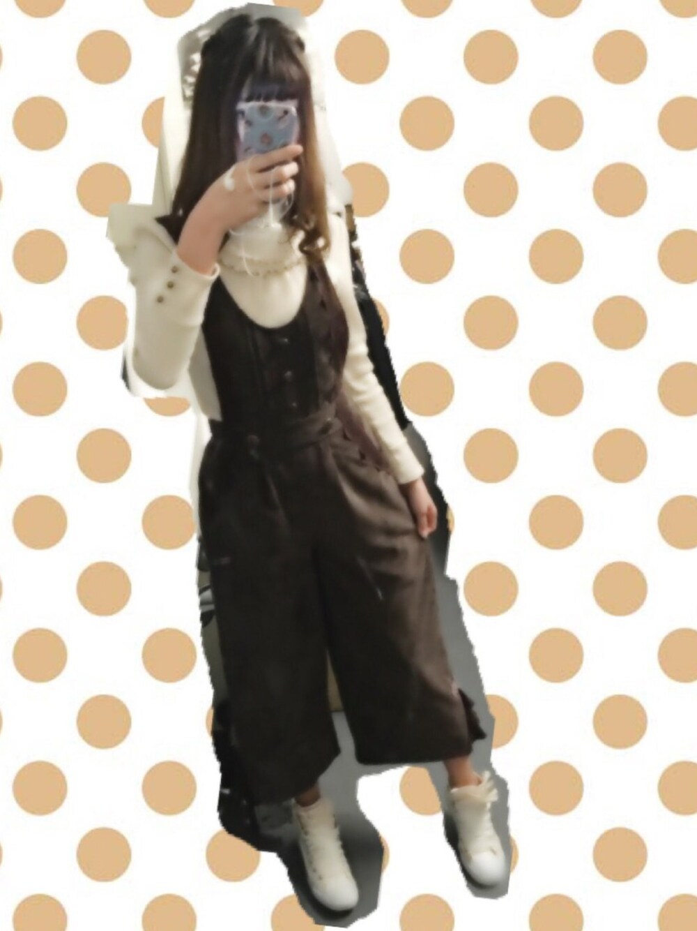 「axes femmeの２ＷＡＹサロペット（サロペット/オーバーオール、ブラウン系）」を使った、さ⃝ゆ⃝さ⃝ゆ⃝✩*॰¨̮さん（レディース・167cm）の冬コーディネートの1枚目の写真