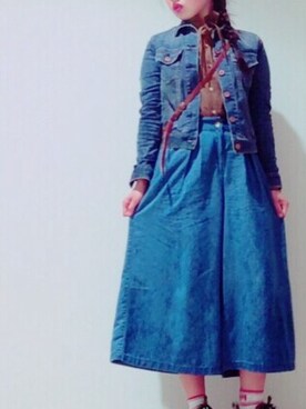 「70's」｜「アイテム（デニムジャケット）」を使った、Rio.gさん（レディース・163cm）の春コーディネート