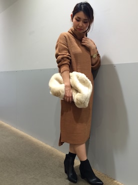 「アイテム（ブーティ）」を使った、YURIEさん（レディース・149cm）の秋コーディネート