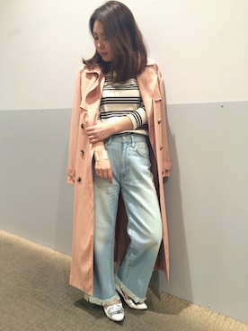 「アイテム（トレンチコート）」を使った、YURIEさん（レディース・149cm）の冬コーディネート