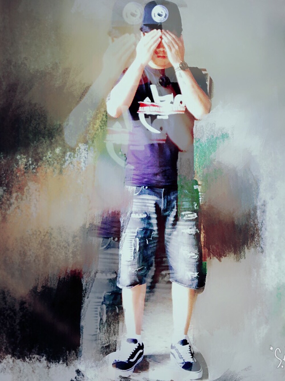 「Chuse、AES、rptn、Champion、VANS」｜「chuse crewのアイテム（キャップ、ブラック系）」を使った、Mike   Tengさん（メンズ・176cm）の夏コーディネートの1枚目の写真