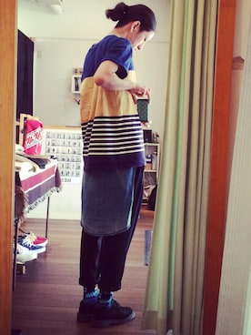 「WHITE LINE（ホワイトライン）のアイテム（トップス）」を使った、ふみきゅんさん（メンズ・176cm）の春コーディネート