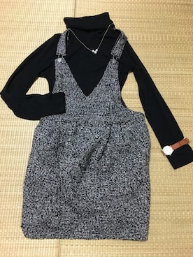 「黒タートルネック」｜「アイテム（アクセサリー）」を使った、timeさん（レディース・150cm）の秋コーディネート