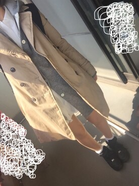 「黒リュック」｜「アイテム（トレンチコート）」を使った、しおりんさん（レディース・155cm）の春コーディネート