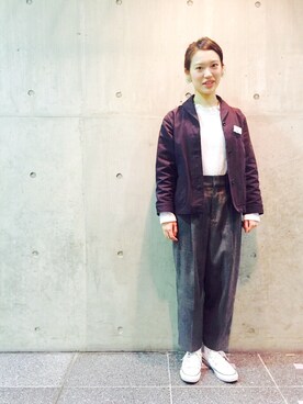 「MHL.（エムエイチエル）のアイテム（その他アウター）」を使った、mihiroさん（レディース・154cm）の冬コーディネート
