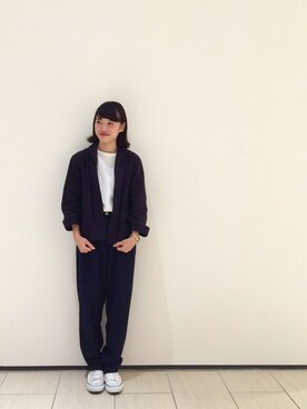 「MHL.（エムエイチエル）のアイテム（その他アウター）」を使った、mihiroさん（レディース・154cm）の秋コーディネート