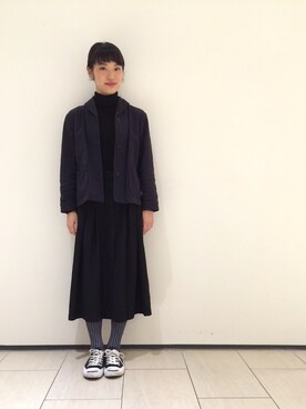 「MHL.（エムエイチエル）のアイテム（その他アウター）」を使った、mihiroさん（レディース・154cm）の冬コーディネート