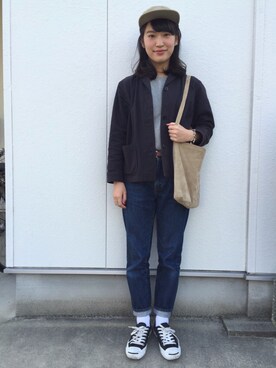 「MHL.（エムエイチエル）のアイテム（その他アウター）」を使った、mihiroさん（レディース・154cm）の春コーディネート