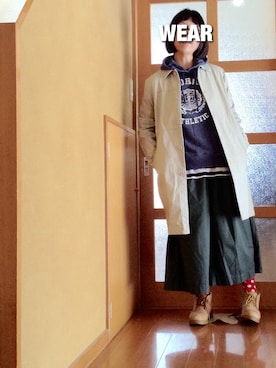 「LOWRYS FARM（ローリーズファーム）のアイテム（ステンカラーコート）」を使った、Sakuraさん（レディース・151cm）の春コーディネート
