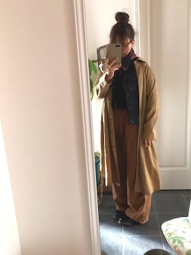 「BRAPPERS（ブラッパーズ）のアイテム（デニムジャケット）」を使った、Aki さん（レディース・157cm）の冬コーディネート