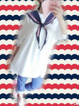 「マリン」｜「アイテム（チュニック）」を使った、みぃ🐱💗さん（レディース・153cm）の夏コーディネート