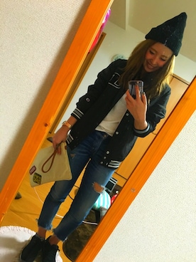 「Ungrid（アングリッド）のフレイドヘムストスリ（デニムパンツ）」を使った、richaさん（レディース・167cm）の春コーディネート