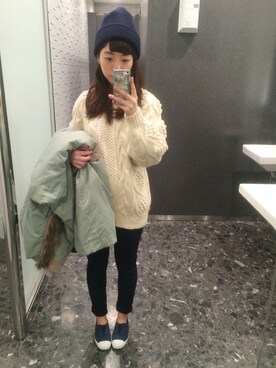 「POU DOU DOU（プードゥドゥ）のアイテム（モッズコート）」を使った、おさん（レディース・153cm）の冬コーディネート