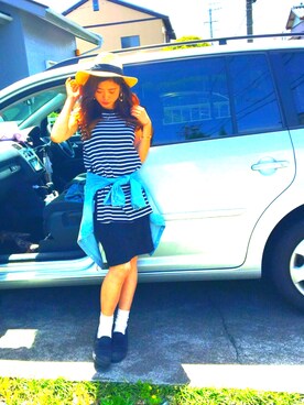 「GU（ジーユー）のアイテム（Tシャツ/カットソー、その他）」を使った、GUstaff👠rika💞さん（レディース・157cm）の春コーディネート