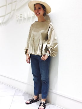 「F-TROUPE（エフトゥループ）のアイテム（シューズ）」を使った、山下 紗代子さん（レディース・160cm）の春コーディネート