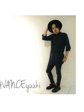 「MIDWEST（ミッドウエスト）のアイテム（シャツ/ブラウス、グリーン系）」を使った、Yuki Itoさん（メンズ）の冬コーディネート