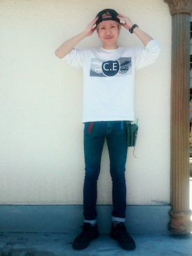 「アイテム（アナログ腕時計）」を使った、beyond harajuku 飯島明さん（メンズ・173cm）の秋コーディネート