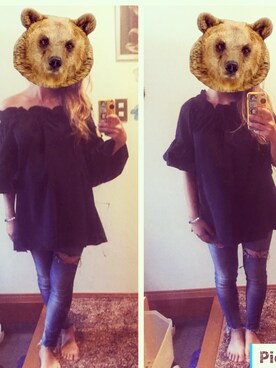 「Ungrid（アングリッド）のフレイドヘムストスリ（デニムパンツ）」を使った、aiiin𓇼𓈒さん（レディース・155cm）の秋コーディネート