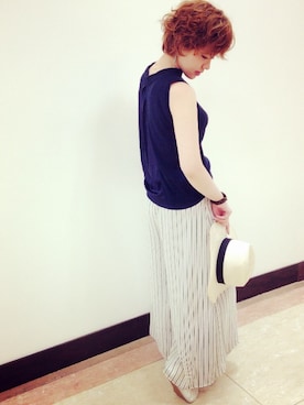 「Ray BEAMS（レイビームス）のRay BEAMS / 中折れ HAT（ハット）」を使った、happy0626さん（レディース・174cm）の春コーディネート