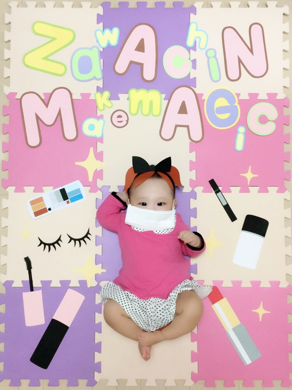 「baby」｜「♡のアイテム（カチューシャ、ピンク系）」を使った、rimanaさん（キッズ・70cm）の秋コーディネートの1枚目の写真