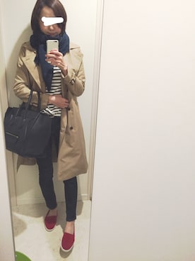 「マリン」｜「アイテム（トレンチコート）」を使った、Kiko Nashiさん（レディース・166cm）の春コーディネート