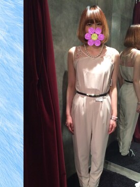 「アイテム（つなぎ/オールインワン、ベージュ系）」を使った、あおりーぬさん（レディース・157cm）の夏コーディネート