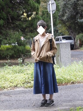 「B.L.U.E（ビーエルユーイー）のアイテム（ジャケット/アウター）」を使った、まおさん（レディース・163cm）の秋コーディネート