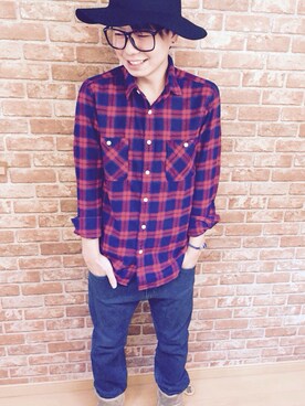 「CASPER JOHN（キャスパージョン）のアイテム（ハット、ブラック系）」を使った、ゆうゆさん（メンズ・165cm）の秋コーディネート