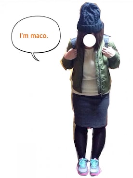 「Ray Cassin」｜「アイテム（MA-1）」を使った、maco.さん（レディース・156cm）の冬コーディネート