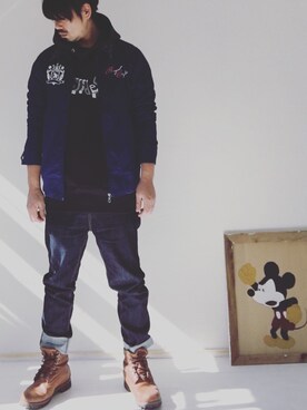 「フード」｜Kさん（メンズ・270cm）の冬コーディネート