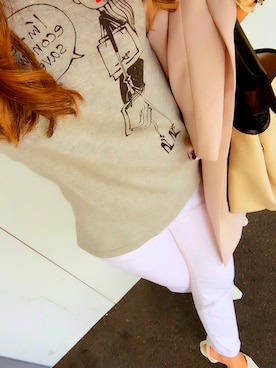 「コラボTシャツ」｜「アイテム（ノーカラージャケット）」を使った、りーさん。さん（レディース・150cm）の春コーディネート