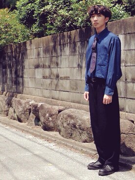「Yves Saint Laurent（イヴサンローラン）のアイテム（ネクタイ）」を使った、境  啓汰さん（メンズ・173cm）の夏コーディネート