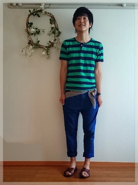 「niko and...（ニコアンド）のアイテム（バンダナ/スカーフ）」を使った、でーち。さん（メンズ・180cm）の夏コーディネート
