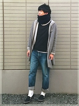 「studio CLIP（スタディオクリップ）のアイテム（その他アウター）」を使った、でーち。さん（メンズ・180cm）の冬コーディネート