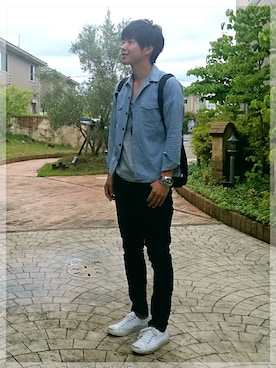 「アイテム（音楽/本・雑誌、レッド系）」を使った、でーち。さん（メンズ・180cm）の夏コーディネート