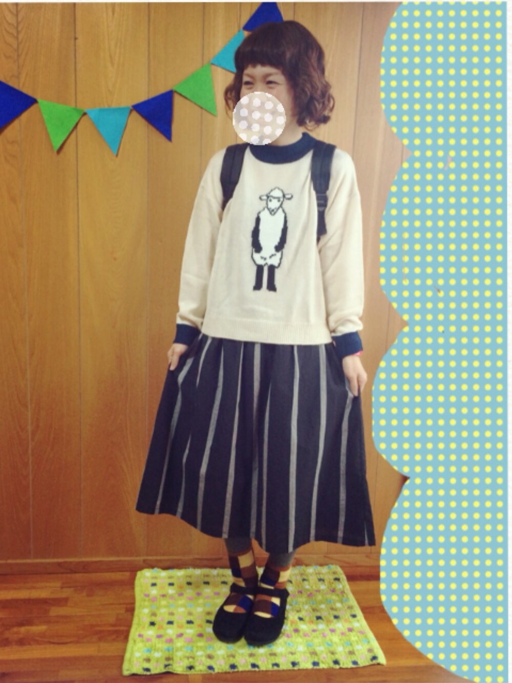 ゆきんこさんの「羊ニットトップス(村田倫子ちゃんコラボ）（RAY CASSIN）」を使ったコーディネートの1枚目の写真