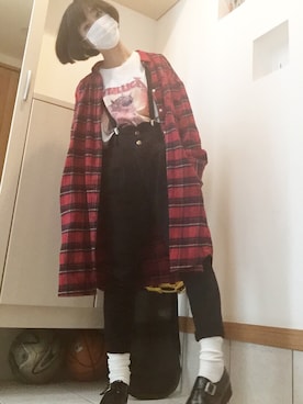 「LOWRYS FARM（ローリーズファーム）のストレッチハイウエストサスツキパンツ」を使った、hoyanさん（レディース・151cm）の冬コーディネート