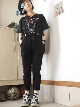 「LOWRYS FARM（ローリーズファーム）のストレッチハイウエストサスツキパンツ」を使った、hoyanさん（レディース・151cm）の春コーディネート