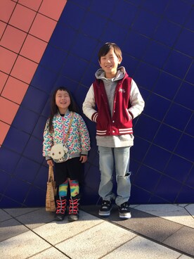 「fafa（フェフェ）のアイテム（ブルゾン）」を使った、toracoさん（キッズ・110cm）の冬コーディネート