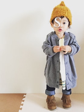 「もけもけ」｜「アイテム（スタジャン）」を使った、Shi-さん（キッズ・70cm）の秋コーディネート