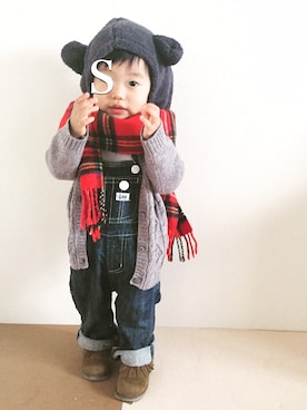 「フリンジ」｜「アイテム（オールインワン・サロペット）」を使った、Shi-さん（キッズ・70cm）の秋コーディネート