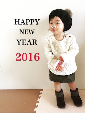 「ケーブルニット」｜「アイテム（水着/着物・浴衣）」を使った、Shi-さん（キッズ・70cm）の冬コーディネート