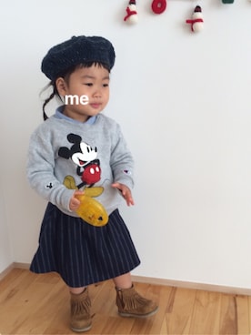 「abcd（ナシ）のアイテム（スウェット）」を使った、memetaroさん（キッズ・90cm）の冬コーディネート