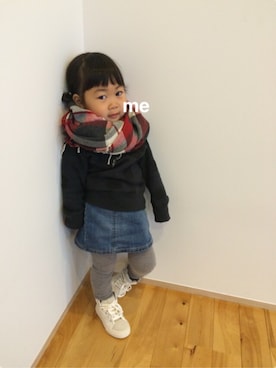 「キッズレギンス部」｜「アイテム（その他）」を使った、memetaroさん（キッズ・90cm）の冬コーディネート