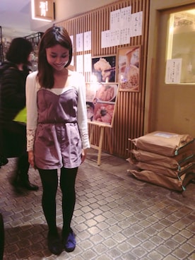 「アイテム（つなぎ/オールインワン、ブラウン系）」を使った、k_ayaさん（レディース・152cm）の冬コーディネート