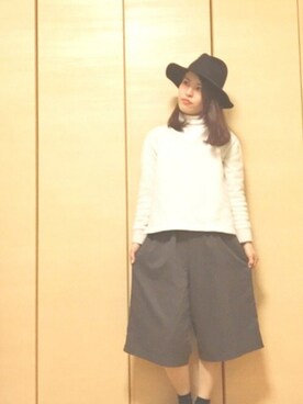 「GLOBAL WORK（グローバルワーク）のフェルトナカオレＨＡＴ/565115（ハット）」を使った、こんこん☺︎さん（レディース・155cm）の冬コーディネート