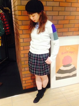「FRED PERRY（フレッドペリー）のアイテム（ハンチング/ベレー帽）」を使った、tomomiさん（レディース・153cm）の秋コーディネート