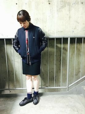 「FRED PERRY（フレッドペリー）のアイテム（ソックス/靴下）」を使った、tomomiさん（レディース・153cm）の秋コーディネート